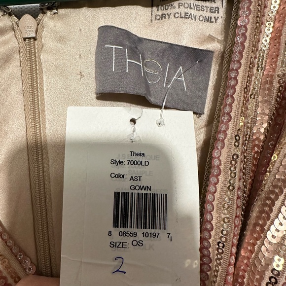 Theia Sequin Embroidered Tulle Kimono Jumpsuit - size 2 - Picture 9 of 11